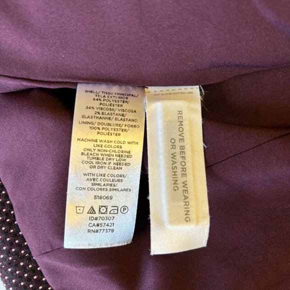 Ann Taylor Crewneck Jacket Burgundy Pindot Size 4 - Picture 5 of 8